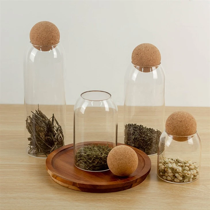 1000ml/34Oz Glass Food Storage Canister With Cork Lid
